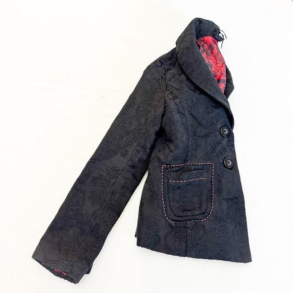 Desigual Black 2-Button Blazer Embroidered Detail Unique Stitch Size 8 / EUR38 - Picture 11 of 11